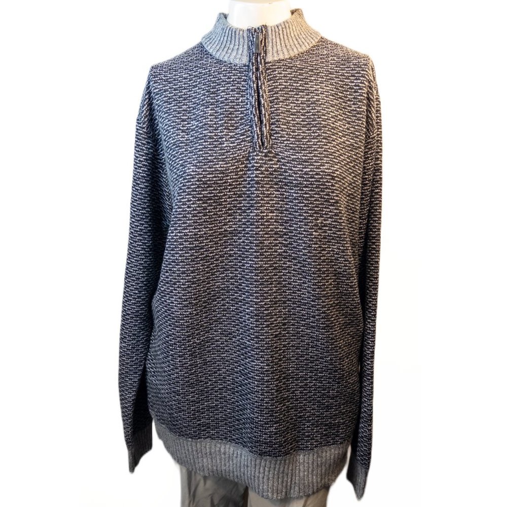 Whipper In Mens Size XXL Sweater Black Grey Knit Grandpacore New Zip Mockneck